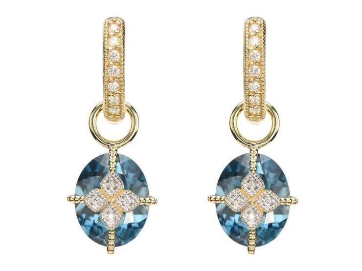 Lisse Oval Stone Lacey Kite Earring Charms - London Blue Topaz in Yellow  Gold