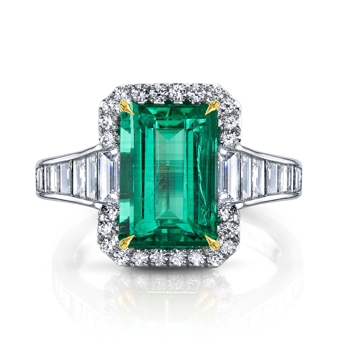 Platinum & Yellow Gold with Emerald & Diamond Ring
