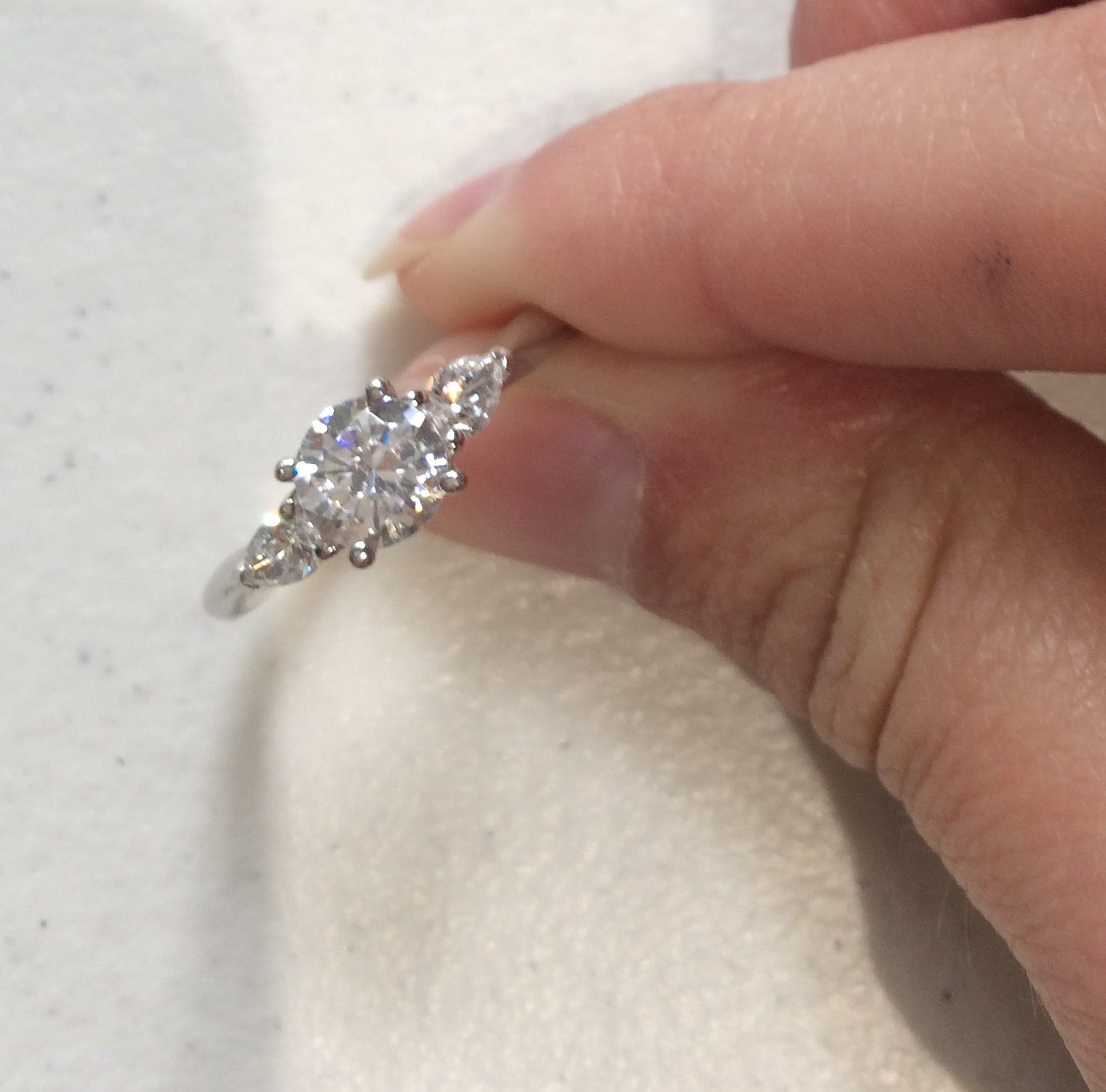 Diamonds and Platinum 3 Stone Semi-Mount Cubic Zirconia Engagement Ring