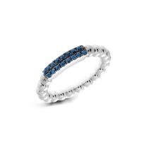 Hulchi Belluni 20148bl-ws 'Tresore' White Gold & Blue Sapphire Bar Stretch Ring