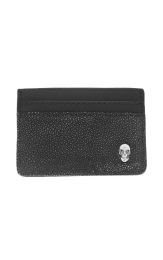 King Baby A50-5143-BLKSRAY Horizontal Stingray Card Holder Wallet with Silver Skull