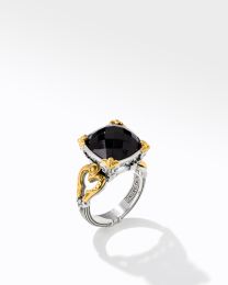 Anthos Silver and 18K Gold Black Onyx Solis Ring