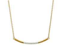 Gurhan CHN-CRV200-9DI-18 "Geo" 22K Yellow Gold and White Gold Pave Diamond Center Bar Necklace