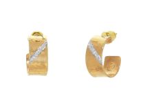 "Hourglass" Gold and Diamond 18mm Hoop Earrings