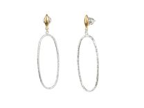 Gurhan GUE-SS-NS-315-OS "Geo" Sterling Silver Large Oval Drop with 24K Gold Olive Top Earrings