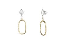 Gurhan GUE-SS-NS-672-OS "Geo" Sterling Silver Olive Top Small 24K Gold Oval Drop Earrings