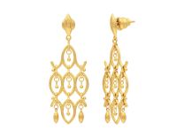 "Dew" Gold Chandelier Drop & Gold Beads Post Earrings