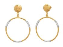 Gurhan LTE-3VP5DI-RD "Geo" Gold Front Hoop Medium Round with Pave Diamond Earrings