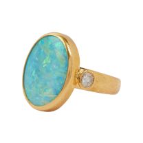 "One-of-a-Kind" 24K Gold Opal and Diamonds Ring