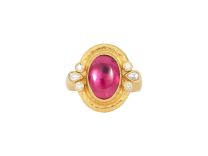 Gurhan OKR-YG-PT-17791-65 "Muse" Gold Stone Cocktail Ring - Oval Pink Tourmaline and Diamond