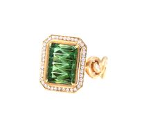 Pamela Froman R-1889-PF "Zig Zag Ellie" Yellow Gold Green Tourmaline and Diamond Ring