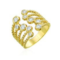 Gumuchian R947Y 'Nutmeg' 18K Yellow Gold Beaded Diamond Cuff Ring