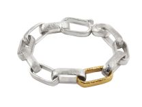 Gurhan SB400-HP-PL-W-8 "Hoopla" Sterling Silver Large Rectangle Link Bracelet Kissed with 24K Gold