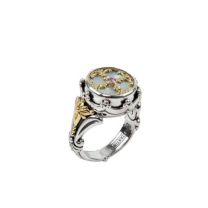 Konstantino DMK2110-463 Hestia Sterling Silver and 18K Gold Ring with Mother-of-Pearl and Pink Sapphire
